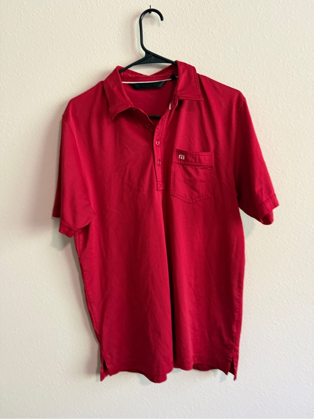 Travis Mathew Men's Red Short-Sleeve Polo with Chest Pocket